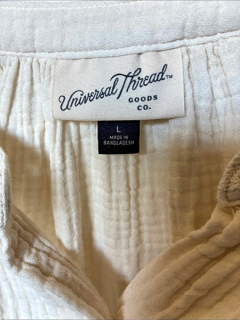 Universal Thread Cotton Gauze Blouse Cream Large NWOT - Picture 2 of 7